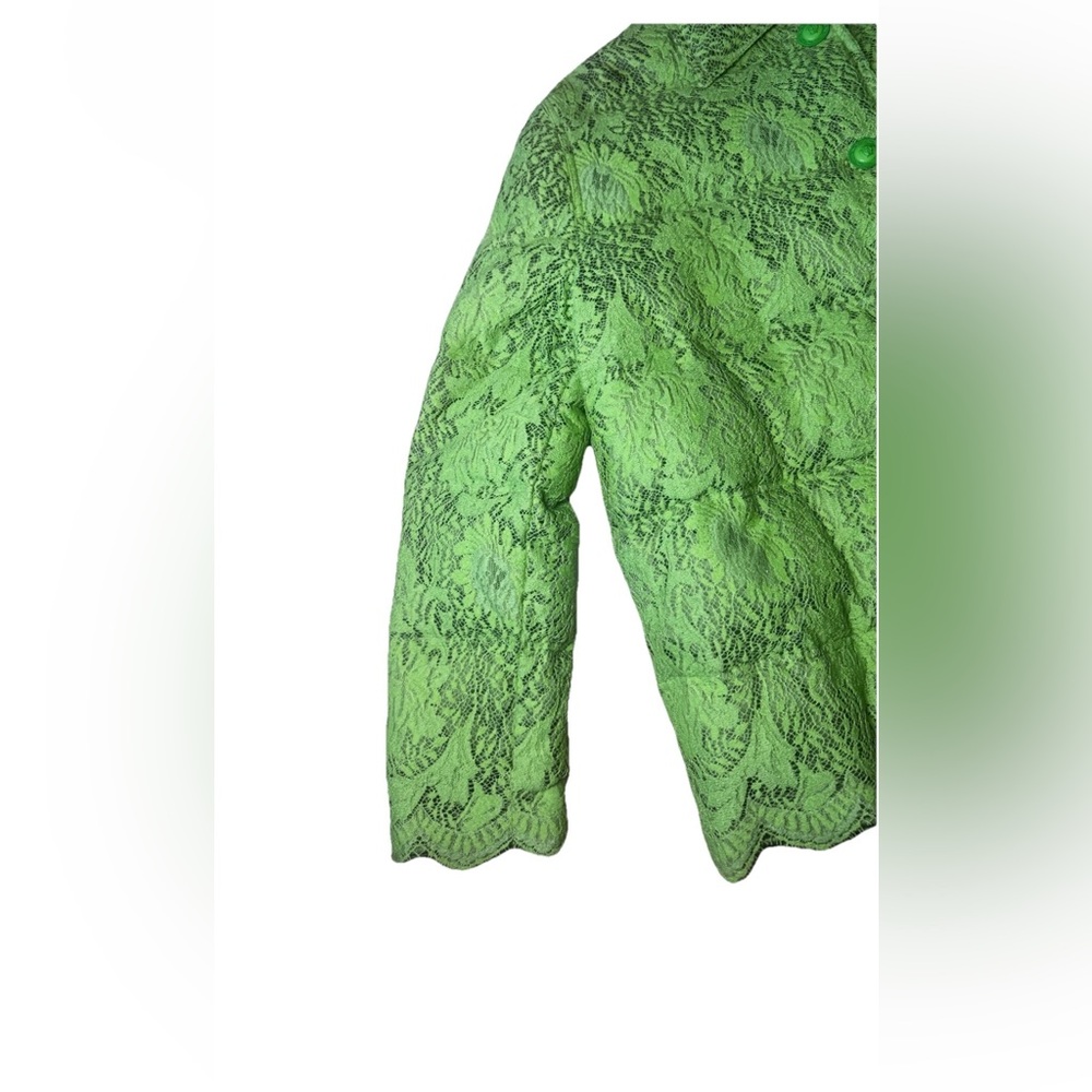 Gorgeous Vtg 1996 Gianni Versace Lime Green Lace Goose Down Puffer Jacket S/M - Picture 3 of 16